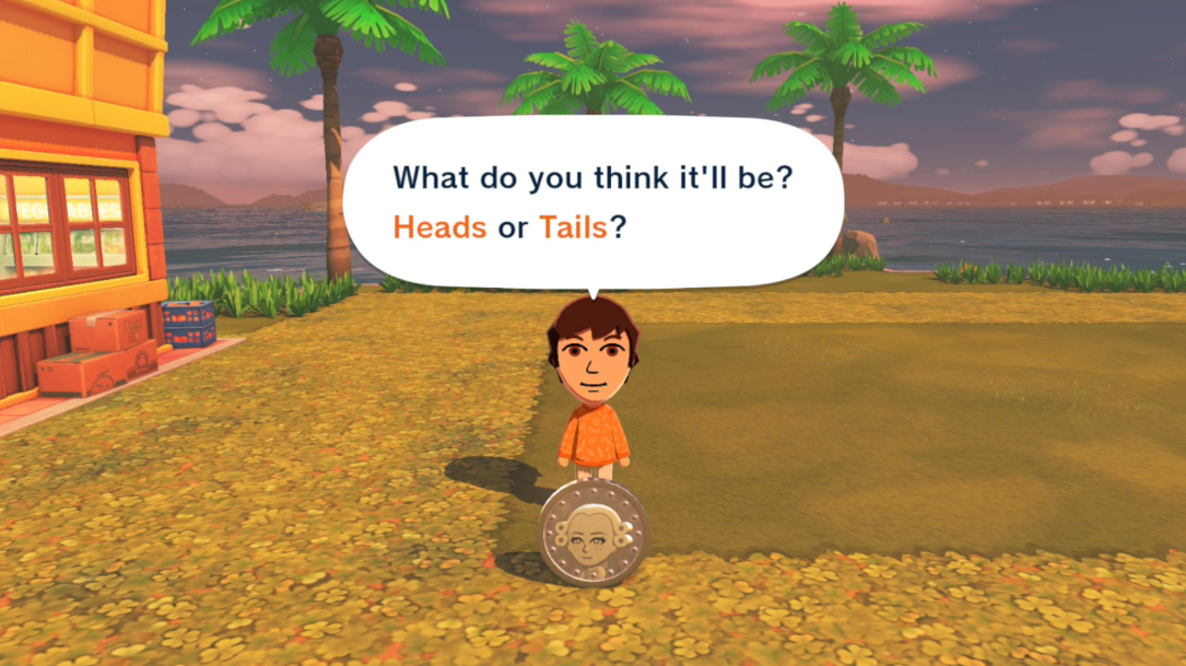 Heads or Tails mini-game - also the banner of this article.